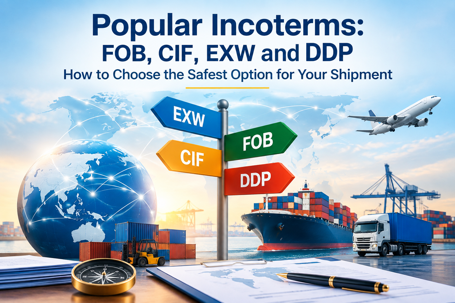 Popular Incoterms FOB, CIF, EXW and DDP